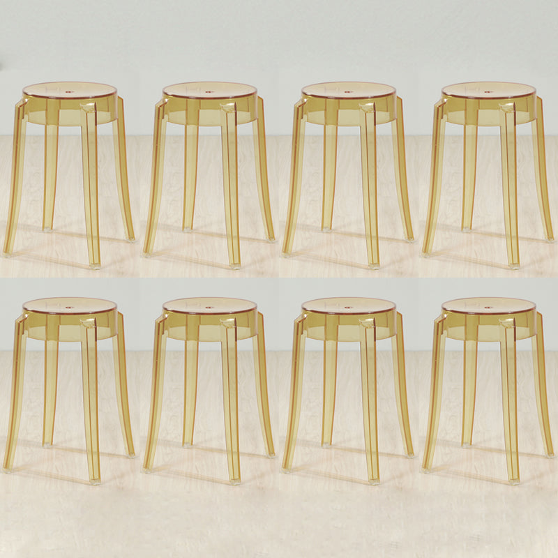 Industrial Backless Round Seat Acrylic Armless Bar Stool for Living Room Clear Yellow 8 Piece Set Short Stool(18"H) Clearhalo 'Bar Furniture' 'Bar Stools' 'bar_stools' 'furn' 'furn_bar_stools' 'Furniture' 'Kitchen & Dining Furniture' 6473876