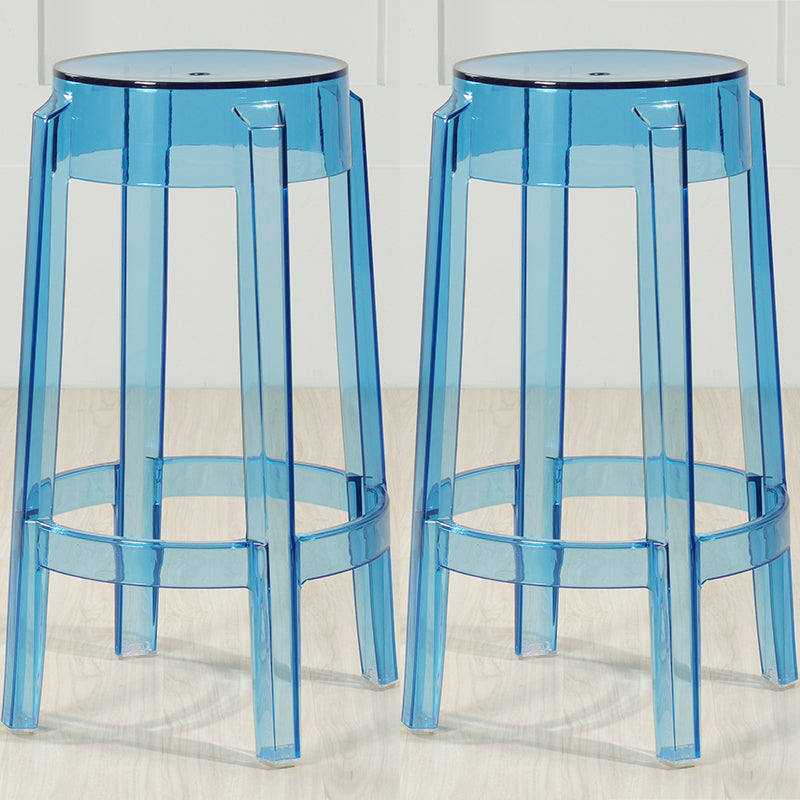 Industrial Backless Round Seat Acrylic Armless Bar Stool for Living Room Blue-Clear 2 Piece Set Counter Stool(26"H) Clearhalo 'Bar Furniture' 'Bar Stools' 'bar_stools' 'furn' 'furn_bar_stools' 'Furniture' 'Kitchen & Dining Furniture' 6473878