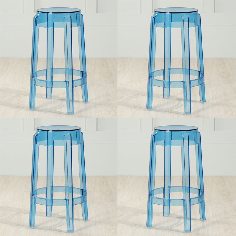 Industrial Backless Round Seat Acrylic Armless Bar Stool for Living Room Blue-Clear 4 Piece Set Counter Stool(26"H) Clearhalo 'Bar Furniture' 'Bar Stools' 'bar_stools' 'furn' 'furn_bar_stools' 'Furniture' 'Kitchen & Dining Furniture' 6473879