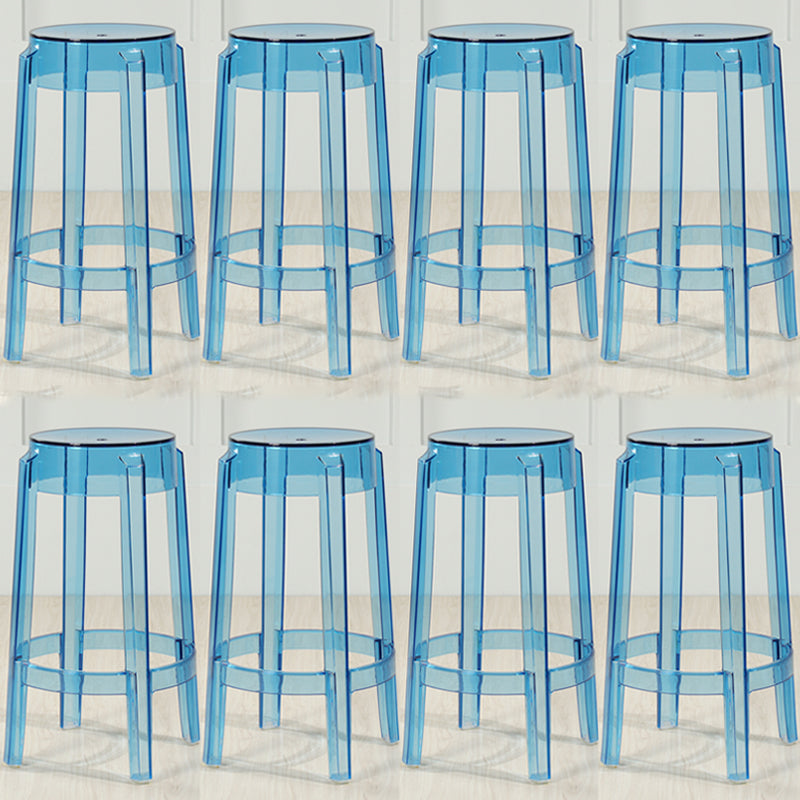 Industrial Backless Round Seat Acrylic Armless Bar Stool for Living Room Blue-Clear 8 Piece Set Counter Stool(26"H) Clearhalo 'Bar Furniture' 'Bar Stools' 'bar_stools' 'furn' 'furn_bar_stools' 'Furniture' 'Kitchen & Dining Furniture' 6473881