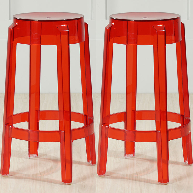 Industrial Backless Round Seat Acrylic Armless Bar Stool for Living Room Clear-Red 2 Piece Set Counter Stool(26"H) Clearhalo 'Bar Furniture' 'Bar Stools' 'bar_stools' 'furn' 'furn_bar_stools' 'Furniture' 'Kitchen & Dining Furniture' 6473883