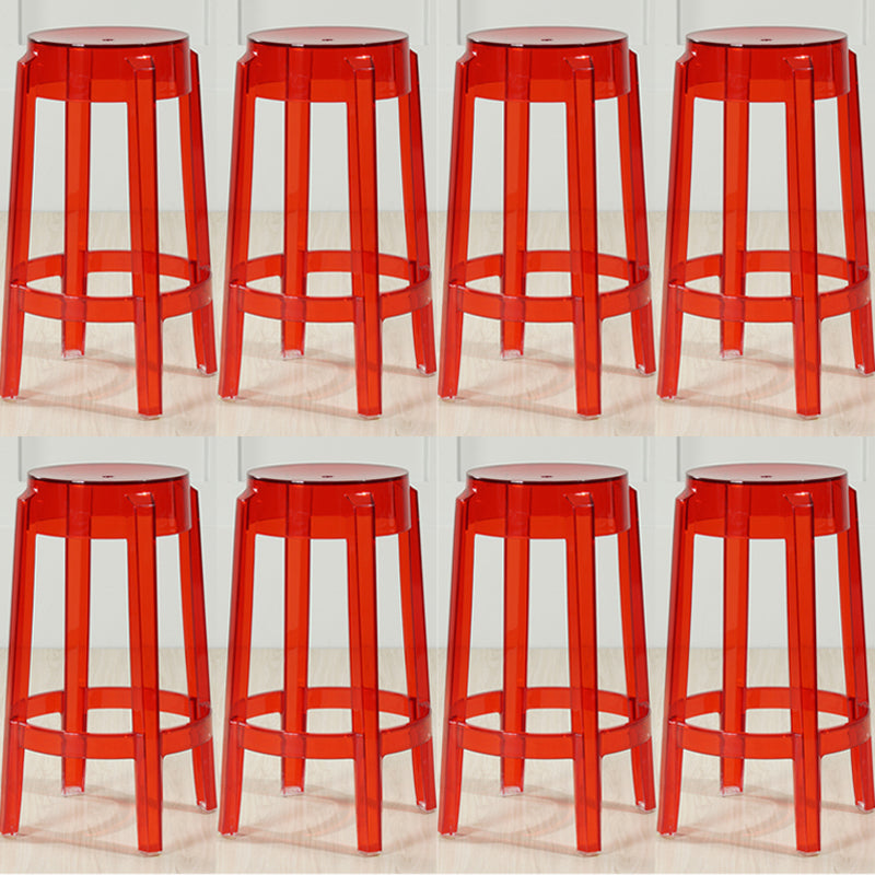 Industrial Backless Round Seat Acrylic Armless Bar Stool for Living Room Clear-Red 8 Piece Set Counter Stool(26"H) Clearhalo 'Bar Furniture' 'Bar Stools' 'bar_stools' 'furn' 'furn_bar_stools' 'Furniture' 'Kitchen & Dining Furniture' 6473886