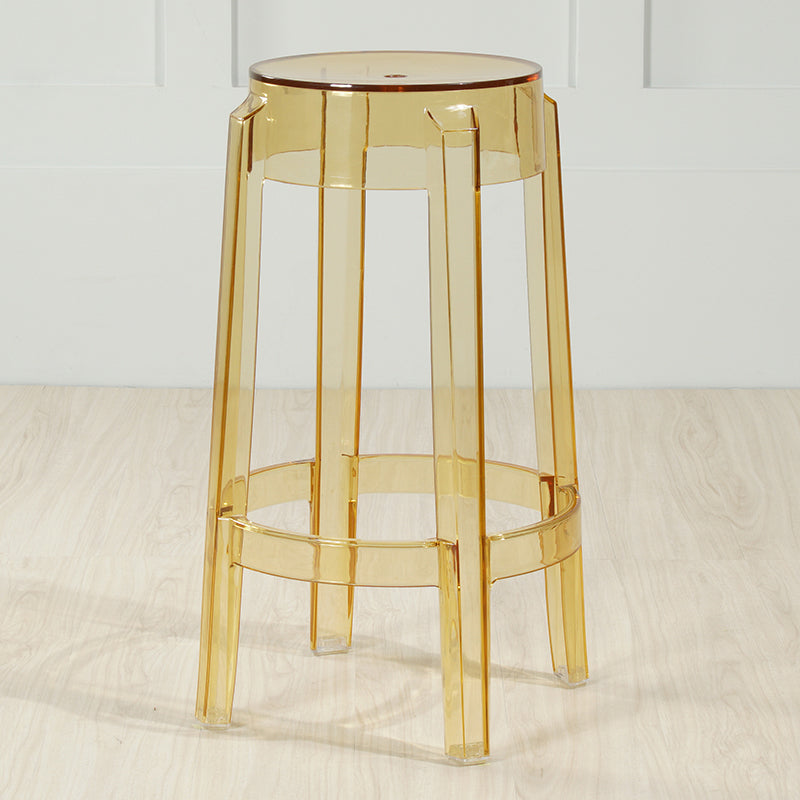 Industrial Backless Round Seat Acrylic Armless Bar Stool for Living Room Clear Yellow 1 Piece Counter Stool(26"H) Clearhalo 'Bar Furniture' 'Bar Stools' 'bar_stools' 'furn' 'furn_bar_stools' 'Furniture' 'Kitchen & Dining Furniture' 6473887