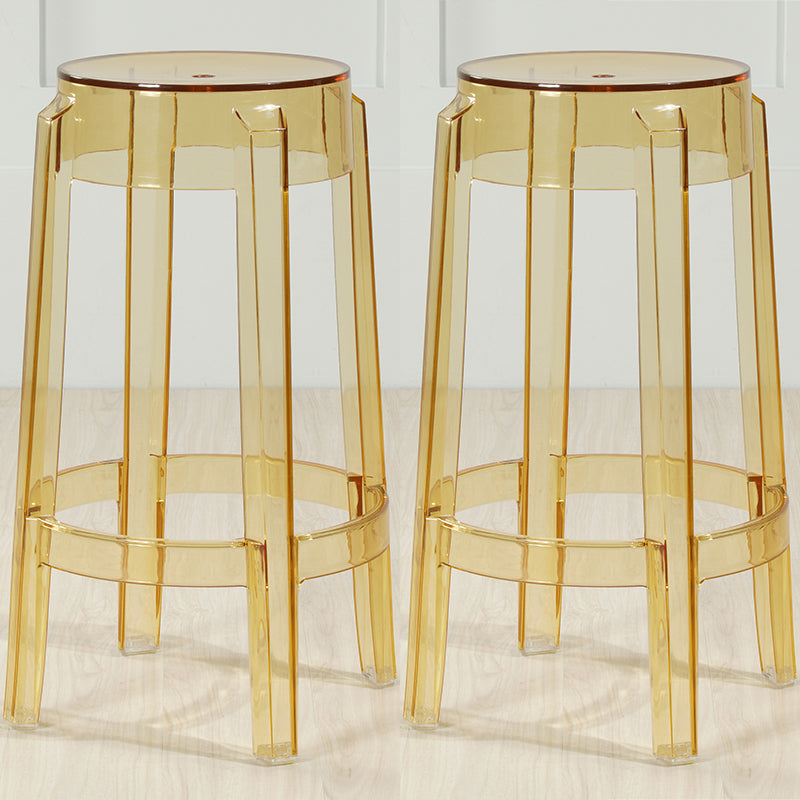 Industrial Backless Round Seat Acrylic Armless Bar Stool for Living Room Clear Yellow 2 Piece Set Counter Stool(26"H) Clearhalo 'Bar Furniture' 'Bar Stools' 'bar_stools' 'furn' 'furn_bar_stools' 'Furniture' 'Kitchen & Dining Furniture' 6473888