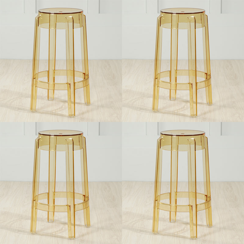 Industrial Backless Round Seat Acrylic Armless Bar Stool for Living Room Clear Yellow 4 Piece Set Counter Stool(26"H) Clearhalo 'Bar Furniture' 'Bar Stools' 'bar_stools' 'furn' 'furn_bar_stools' 'Furniture' 'Kitchen & Dining Furniture' 6473889