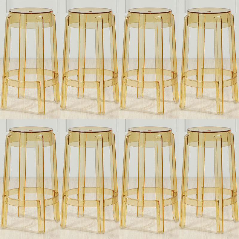 Industrial Backless Round Seat Acrylic Armless Bar Stool for Living Room Clear Yellow 8 Piece Set Counter Stool(26"H) Clearhalo 'Bar Furniture' 'Bar Stools' 'bar_stools' 'furn' 'furn_bar_stools' 'Furniture' 'Kitchen & Dining Furniture' 6473891