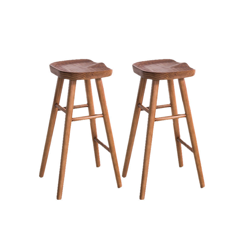 Industrial Armless Bar Stools Solid Wood Dining Stool with Footrest 2 Piece Set Clearhalo 'Bar Furniture' 'Bar Stools' 'bar_stools' 'furn' 'furn_bar_stools' 'Furniture' 'Kitchen & Dining Furniture' 6473949