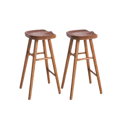 Industrial Armless Bar Stools Solid Wood Dining Stool with Footrest 2 Piece Set Clearhalo 'Bar Furniture' 'Bar Stools' 'bar_stools' 'furn' 'furn_bar_stools' 'Furniture' 'Kitchen & Dining Furniture' 6473949