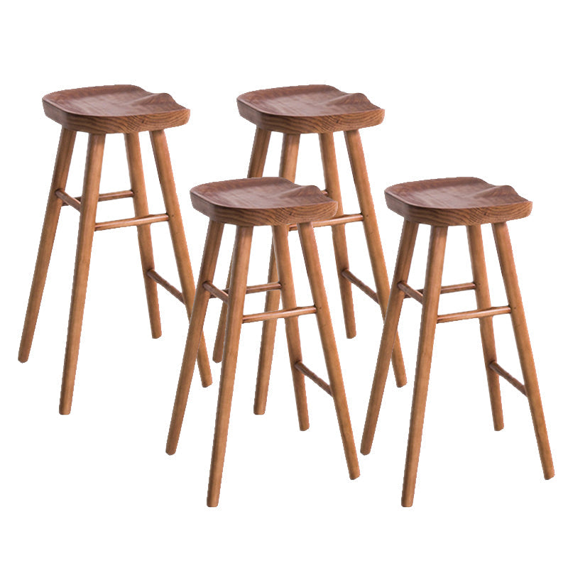 Industrial Armless Bar Stools Solid Wood Dining Stool with Footrest 4 Piece Set Clearhalo 'Bar Furniture' 'Bar Stools' 'bar_stools' 'furn' 'furn_bar_stools' 'Furniture' 'Kitchen & Dining Furniture' 6473950