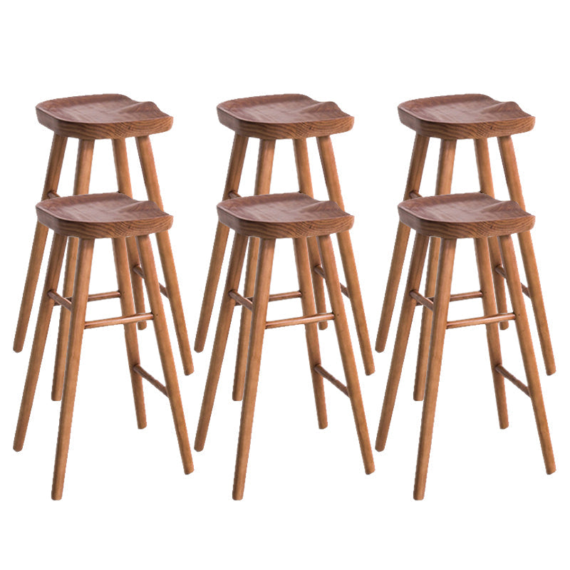 Industrial Armless Bar Stools Solid Wood Dining Stool with Footrest 6 Piece Set Clearhalo 'Bar Furniture' 'Bar Stools' 'bar_stools' 'furn' 'furn_bar_stools' 'Furniture' 'Kitchen & Dining Furniture' 6473952