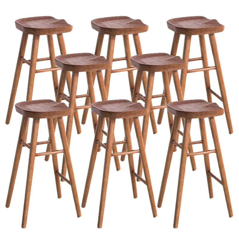 Industrial Armless Bar Stools Solid Wood Dining Stool with Footrest 8 Piece Set Clearhalo 'Bar Furniture' 'Bar Stools' 'bar_stools' 'furn' 'furn_bar_stools' 'Furniture' 'Kitchen & Dining Furniture' 6473954