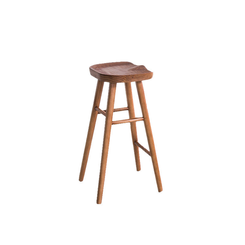 Industrial Armless Bar Stools Solid Wood Dining Stool with Footrest Clearhalo 'Bar Furniture' 'Bar Stools' 'bar_stools' 'furn' 'furn_bar_stools' 'Furniture' 'Kitchen & Dining Furniture' 6473956