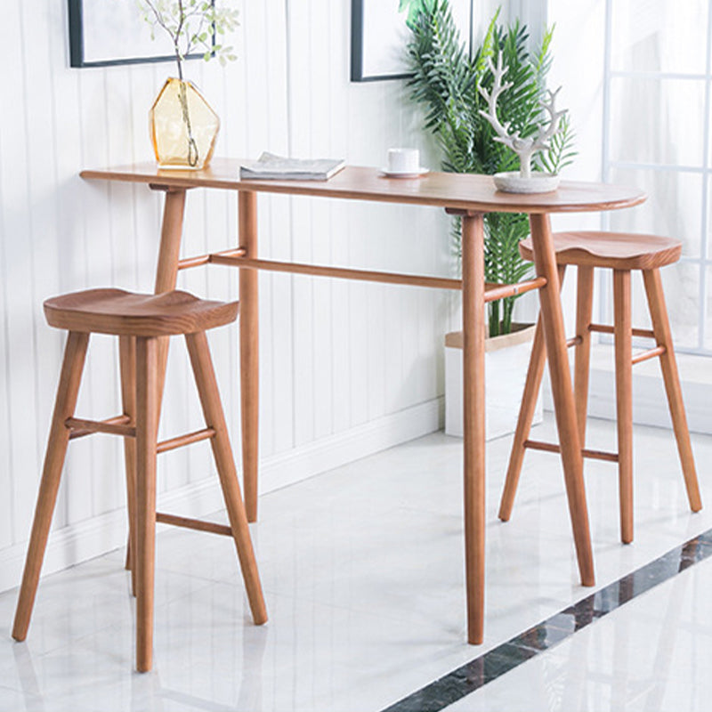 Industrial Armless Bar Stools Solid Wood Dining Stool with Footrest Clearhalo 'Bar Furniture' 'Bar Stools' 'bar_stools' 'furn' 'furn_bar_stools' 'Furniture' 'Kitchen & Dining Furniture' 6473958