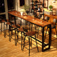 Mesa rectangular negra con altura de barra, mesa de pub tipo bistró con tapa de madera maciza