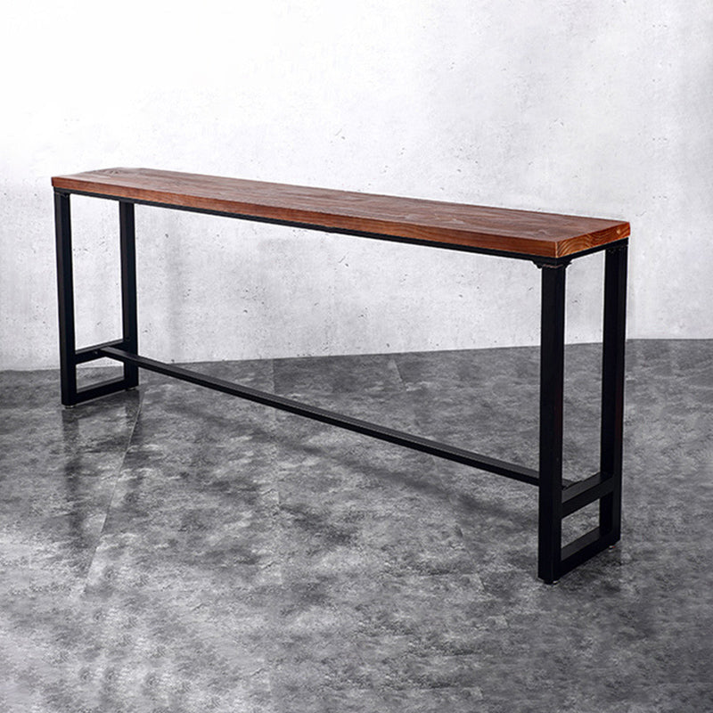 Mesa rectangular negra con altura de barra, mesa de pub tipo bistró con tapa de madera maciza