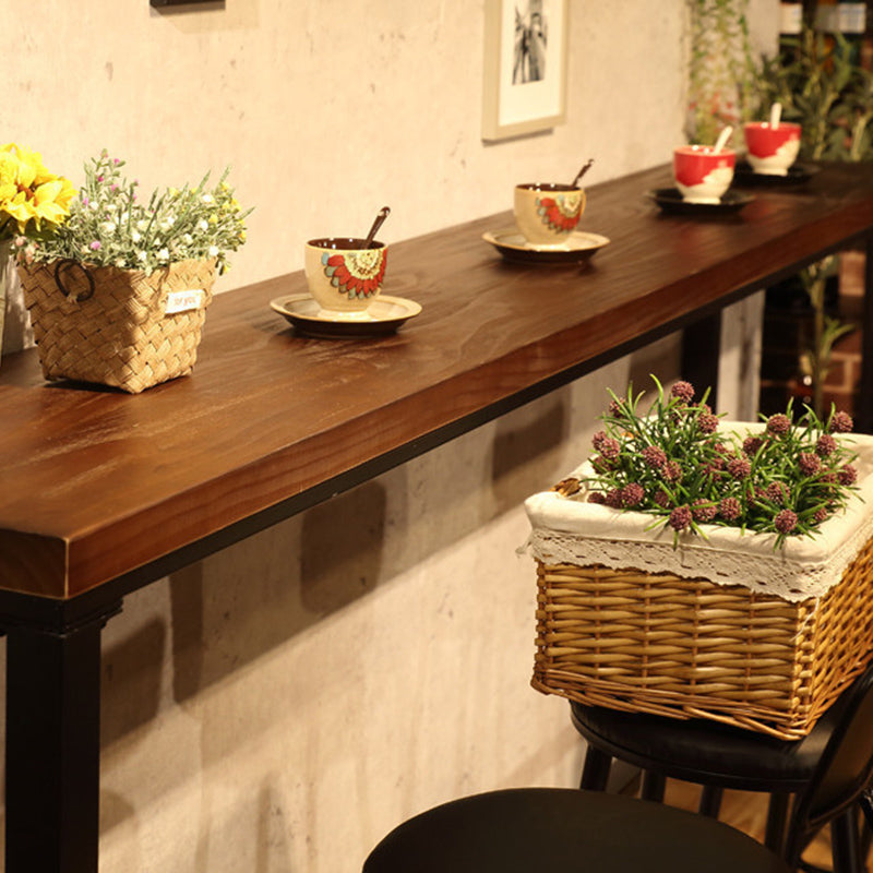 Mesa rectangular negra con altura de barra, mesa de pub tipo bistró con tapa de madera maciza