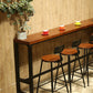 Mesa rectangular negra con altura de barra, mesa de pub tipo bistró con tapa de madera maciza