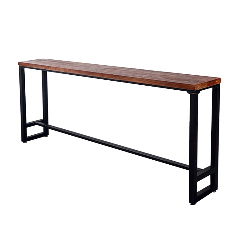 Mesa rectangular negra con altura de barra, mesa de pub tipo bistró con tapa de madera maciza