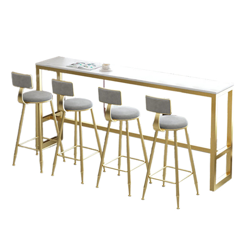 Mesa moderna con altura de barra, mesa de bar tipo bistró con tapa de mármol sintético y base de metal