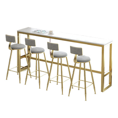 Mesa moderna con altura de barra, mesa de bar tipo bistró con tapa de mármol sintético y base de metal