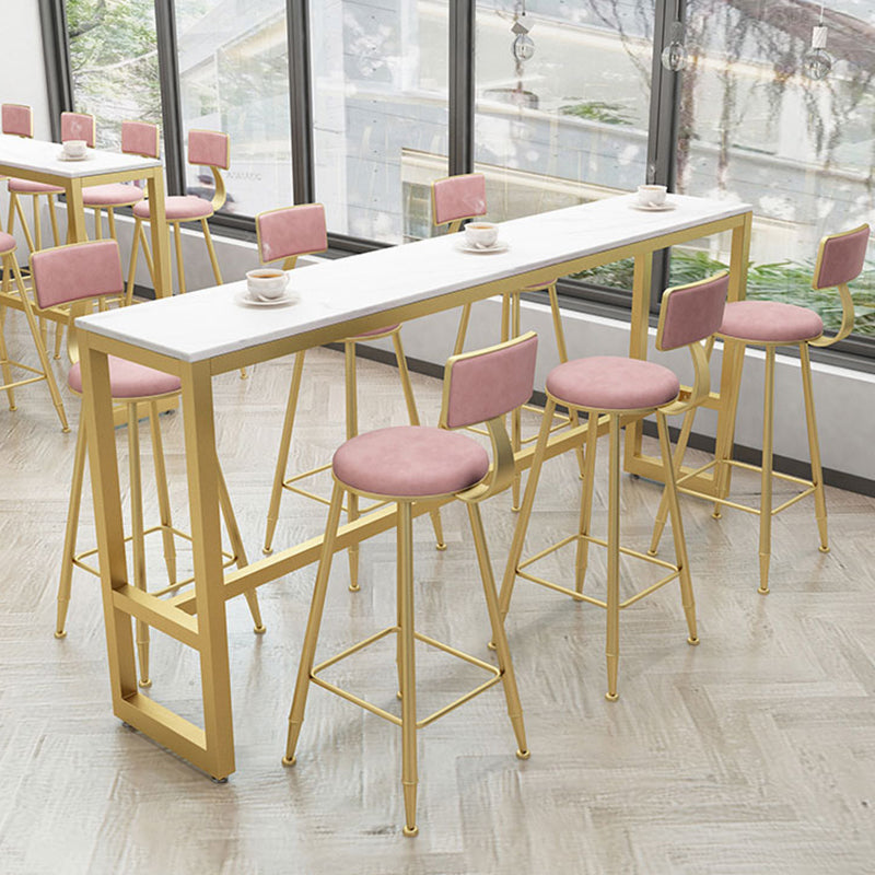 Mesa moderna con altura de barra, mesa de bar tipo bistró con tapa de mármol sintético y base de metal