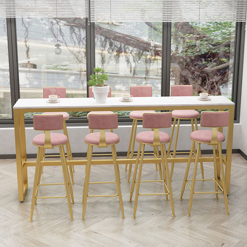 Mesa moderna con altura de barra, mesa de bar tipo bistró con tapa de mármol sintético y base de metal