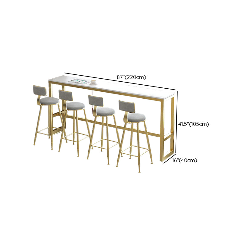 Mesa moderna con altura de barra, mesa de bar tipo bistró con tapa de mármol sintético y base de metal