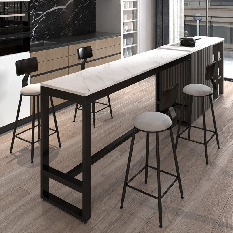 Modern Bar Height Table Metal Base Bistro Pub Table for Patio Use Black White Clearhalo 'Bar Furniture' 'Bar Tables' 'bar_tables' 'furn' 'furn_bar_tables' 'Furniture' 'Kitchen & Dining Furniture' 6474038
