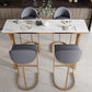 Glam Bar-height Table Faux Marble Top Bistro Pub Table with Gold Base 47.2"L x 17.7"W x 41.3"H Without Chairs Clearhalo 'Bar Furniture' 'Bar Tables' 'bar_tables' 'furn' 'furn_bar_tables' 'Furniture' 'Kitchen & Dining Furniture' 6474075