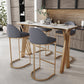 Glam Bar-height Table Faux Marble Top Bistro Pub Table with Gold Base 63"L x 17.7"W x 41.3"H Without Chairs Clearhalo 'Bar Furniture' 'Bar Tables' 'bar_tables' 'furn' 'furn_bar_tables' 'Furniture' 'Kitchen & Dining Furniture' 6474076