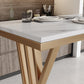 Glam Bar-height Table Faux Marble Top Bistro Pub Table with Gold Base Clearhalo 'Bar Furniture' 'Bar Tables' 'bar_tables' 'furn' 'furn_bar_tables' 'Furniture' 'Kitchen & Dining Furniture' 6474078