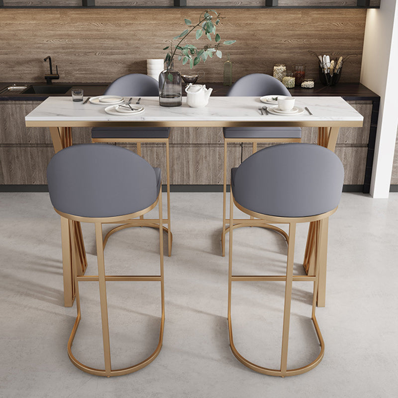 Glam Bar-height Table Faux Marble Top Bistro Pub Table with Gold Base Clearhalo 'Bar Furniture' 'Bar Tables' 'bar_tables' 'furn' 'furn_bar_tables' 'Furniture' 'Kitchen & Dining Furniture' 6474083
