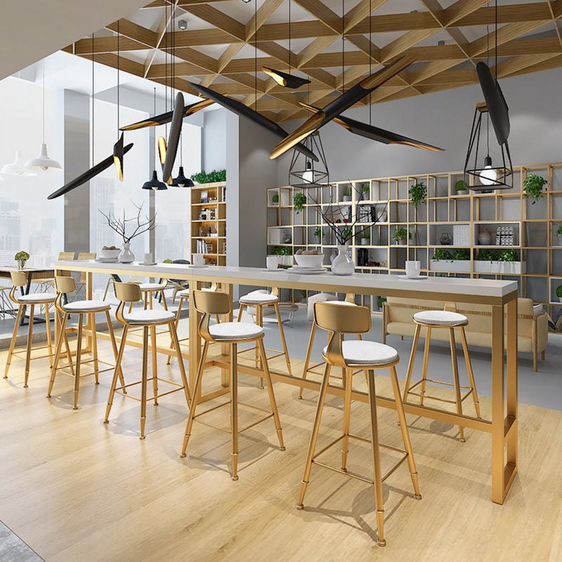Glam Bar Height Table Solid Wood Top Bistro Pub Table with Gold Base Clearhalo 'Bar Furniture' 'Bar Tables' 'bar_tables' 'furn' 'furn_bar_tables' 'Furniture' 'Kitchen & Dining Furniture' 6474092