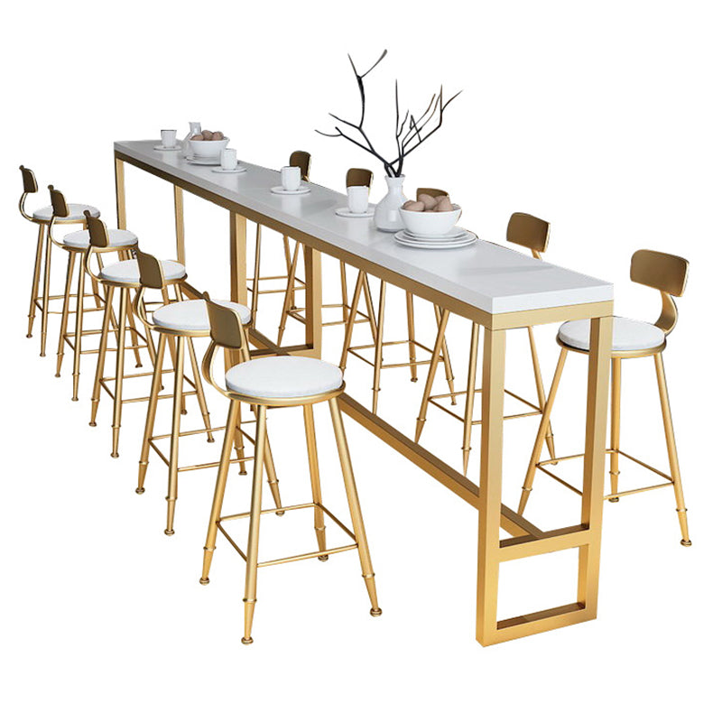 Glam Bar Height Table Solid Wood Top Bistro Pub Table with Gold Base Clearhalo 'Bar Furniture' 'Bar Tables' 'bar_tables' 'furn' 'furn_bar_tables' 'Furniture' 'Kitchen & Dining Furniture' 6474094