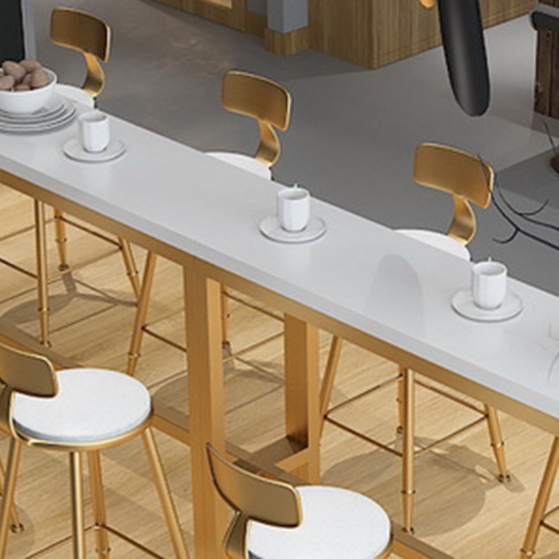Glam Bar Height Table Solid Wood Top Bistro Pub Table with Gold Base Clearhalo 'Bar Furniture' 'Bar Tables' 'bar_tables' 'furn' 'furn_bar_tables' 'Furniture' 'Kitchen & Dining Furniture' 6474097
