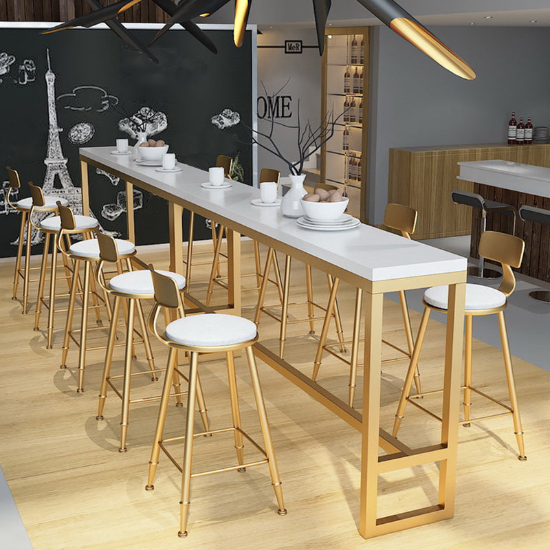 Glam Bar Height Table Solid Wood Top Bistro Pub Table with Gold Base Clearhalo 'Bar Furniture' 'Bar Tables' 'bar_tables' 'furn' 'furn_bar_tables' 'Furniture' 'Kitchen & Dining Furniture' 6474098