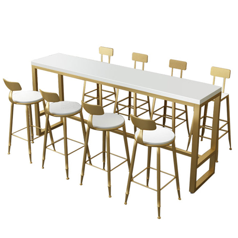 Glam Bar Height Table Solid Wood Top Bistro Pub Table with Gold Base Without Chairs Clearhalo 'Bar Furniture' 'Bar Tables' 'bar_tables' 'furn' 'furn_bar_tables' 'Furniture' 'Kitchen & Dining Furniture' 6474100
