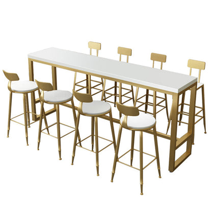 Glam Bar Height Table Solid Wood Top Bistro Pub Table with Gold Base Without Chairs Clearhalo 'Bar Furniture' 'Bar Tables' 'bar_tables' 'furn' 'furn_bar_tables' 'Furniture' 'Kitchen & Dining Furniture' 6474100