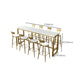 Glam Bar Height Table Solid Wood Top Bistro Pub Table with Gold Base Clearhalo 'Bar Furniture' 'Bar Tables' 'bar_tables' 'furn' 'furn_bar_tables' 'Furniture' 'Kitchen & Dining Furniture' 6474105
