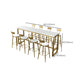 Glam Bar Height Table Solid Wood Top Bistro Pub Table with Gold Base Clearhalo 'Bar Furniture' 'Bar Tables' 'bar_tables' 'furn' 'furn_bar_tables' 'Furniture' 'Kitchen & Dining Furniture' 6474109