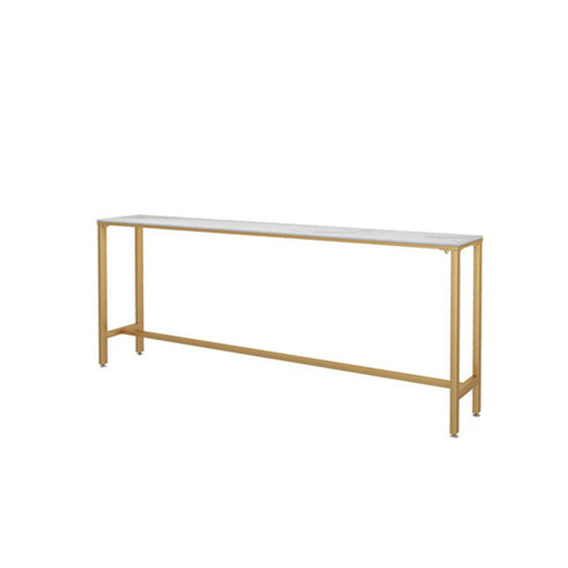 Modern Bar Height Table White Faux Marble Top Bistro Bar Table with Gold Base Without Chairs Clearhalo 'Bar Furniture' 'Bar Tables' 'bar_tables' 'furn' 'furn_bar_tables' 'Furniture' 'Kitchen & Dining Furniture' 6474128