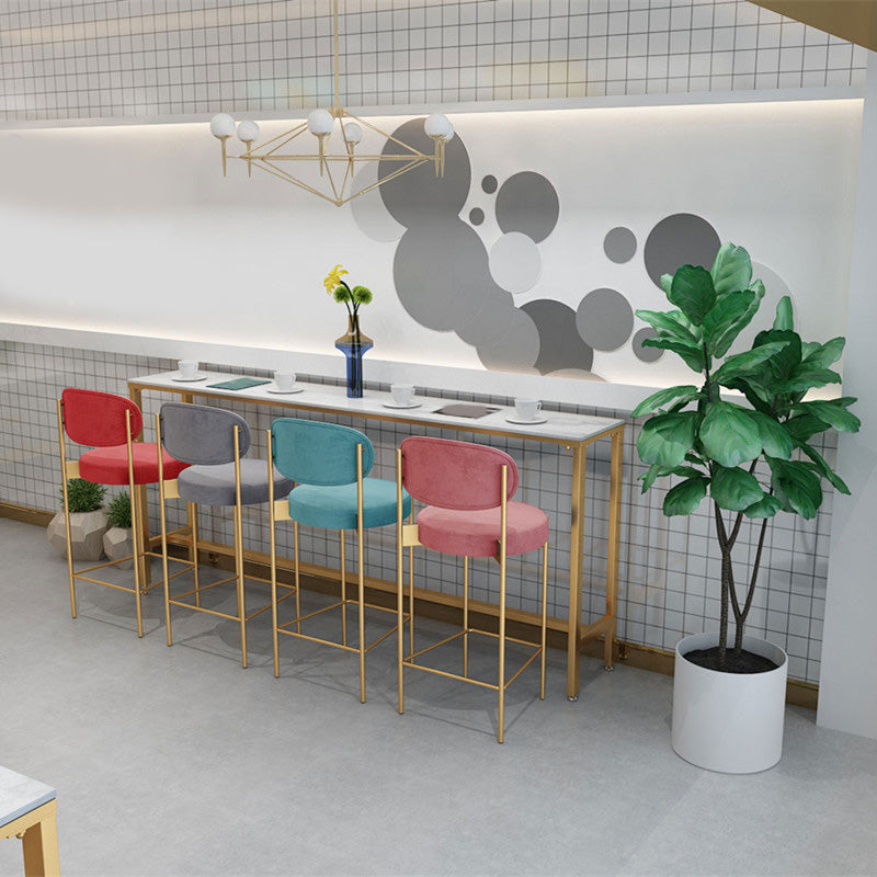 Modern Bar Height Table White Faux Marble Top Bistro Bar Table with Gold Base Clearhalo 'Bar Furniture' 'Bar Tables' 'bar_tables' 'furn' 'furn_bar_tables' 'Furniture' 'Kitchen & Dining Furniture' 6474131