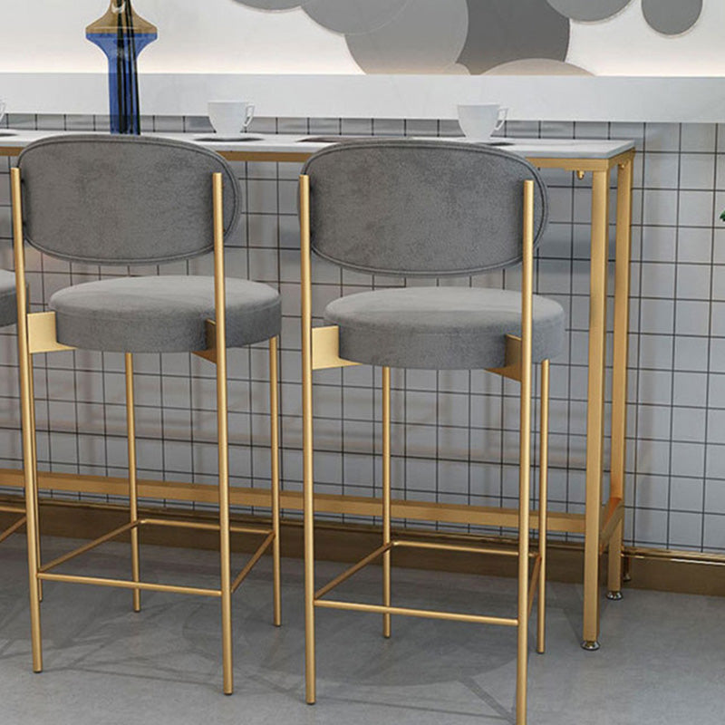 Modern Bar Height Table White Faux Marble Top Bistro Bar Table with Gold Base Clearhalo 'Bar Furniture' 'Bar Tables' 'bar_tables' 'furn' 'furn_bar_tables' 'Furniture' 'Kitchen & Dining Furniture' 6474133