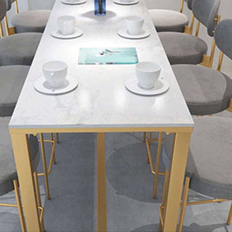 Modern Bar Height Table White Faux Marble Top Bistro Bar Table with Gold Base Clearhalo 'Bar Furniture' 'Bar Tables' 'bar_tables' 'furn' 'furn_bar_tables' 'Furniture' 'Kitchen & Dining Furniture' 6474134