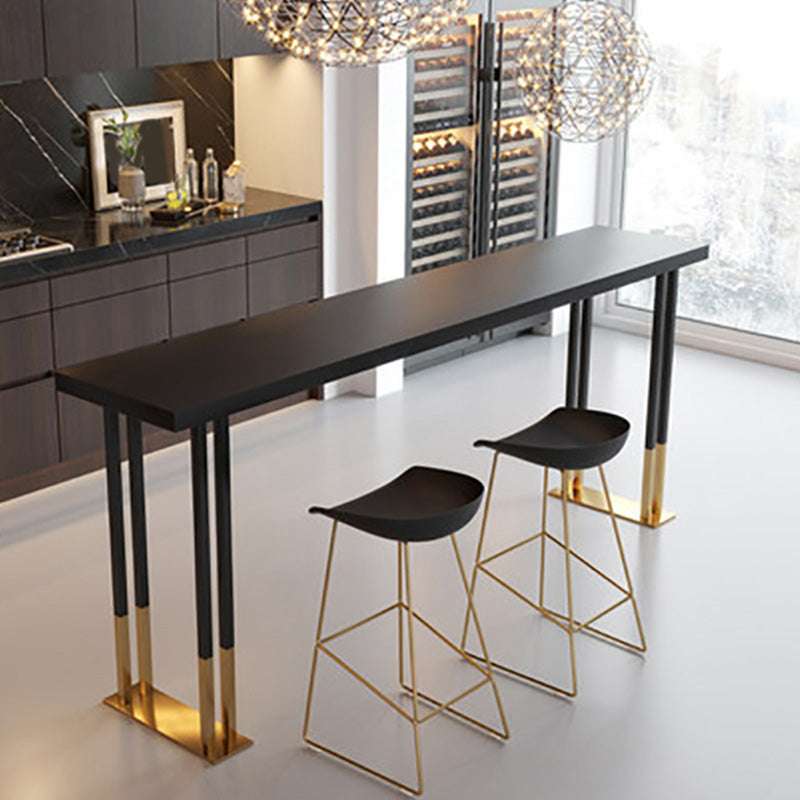 Glam Bar Height Table Solid Wood Top Bistro Bar Table for Patio Use 70.9"L x 15.7"W x 41.3"H Without Chairs Clearhalo 'Bar Furniture' 'Bar Tables' 'bar_tables' 'furn' 'furn_bar_tables' 'Furniture' 'Kitchen & Dining Furniture' 6474144