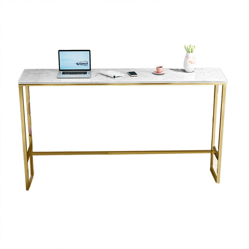 Glam Bar Height Table White Faux Marble Top Bistro Pub Table for Patio Use