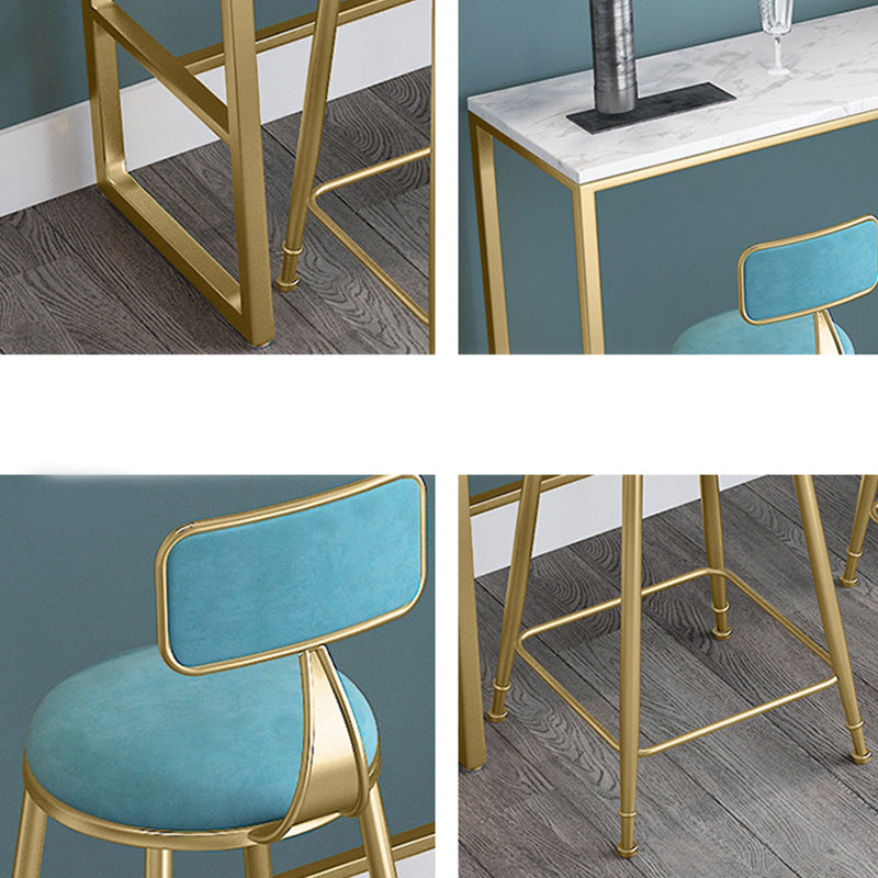 Glam Bar Height Table White Faux Marble Top Bistro Pub Table for Patio Use