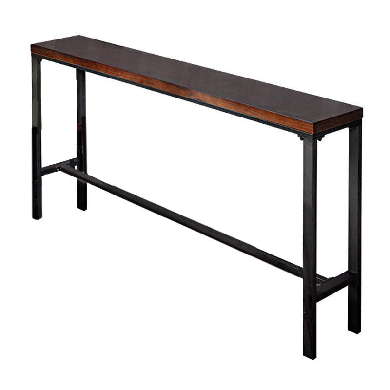 Mesa de altura de barra industrial Mesa de bar de bistró con tapa de madera maciza con base de metal