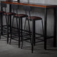 Mesa de altura de barra industrial Mesa de bar de bistró con tapa de madera maciza con base de metal