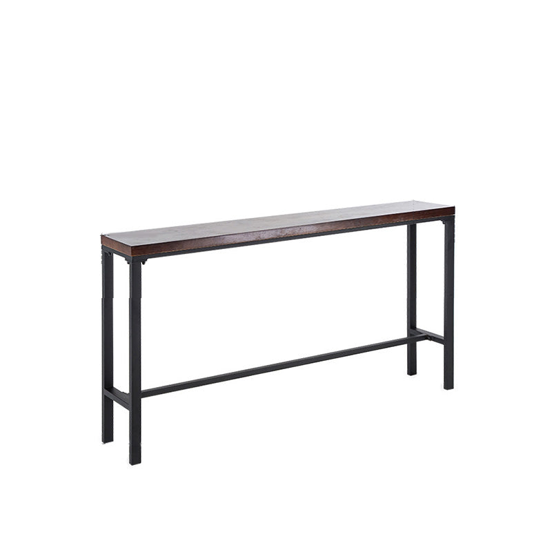 Mesa de altura de barra industrial Mesa de bar de bistró con tapa de madera maciza con base de metal